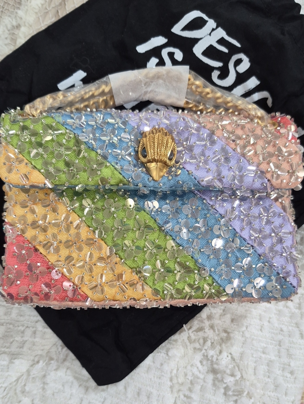Kurt Geiger Beaded Pastel Rainbow Convertible Crossbody